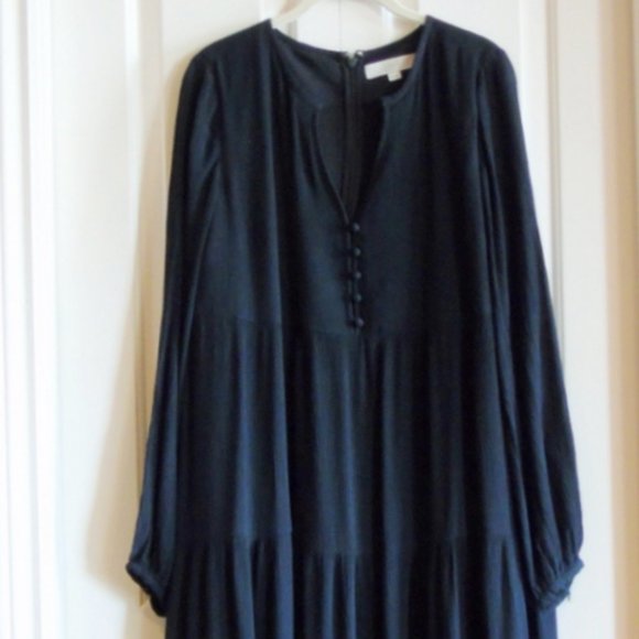 LOFT Dress Black Tiered Small Tall New Never Worn - Picture 1 of 9